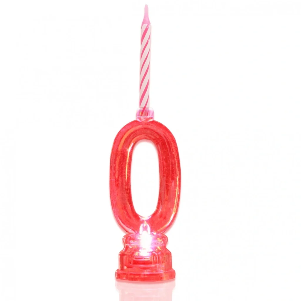 Φωτιζόμενη Led Βάση για Κεράκι Γενεθλίων Αριθμός 0 με 4 Κεράκια