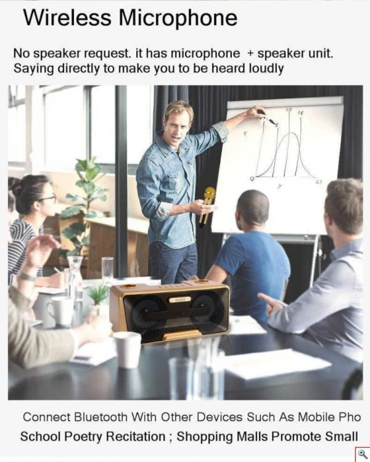 Φορητό Ηχοσύστημα Bluetooth USB/SD Karaoke Με 2 Μικρόφωνα Mp3 Player - Multimedia Speaker Μαύρο SD-301