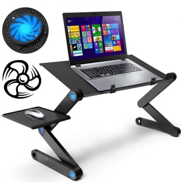 Πτυσσόμενο Τραπεζάκι - Βάση Laptop με Ανεμιστήρα Ψύξης & Βάση για Χρήση Mouse Pad - Laptop Desk για Αριστερόχειρες