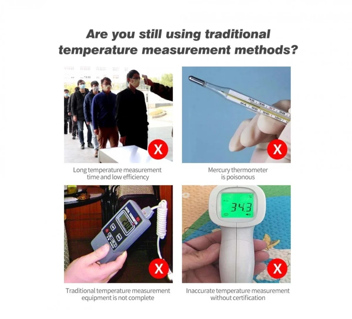 Επαγγελματικό Ψηφιακό Θερμόμετρο Υπερύθρων με Laser για Πολυσύχναστους Χώρους, Ακριβής Μέτρηση από Απόσταση