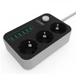 Πολύπριζο Ασφαλείας 3 Θέσεων με 6 Θύρες USB 3.4A LDNIO®