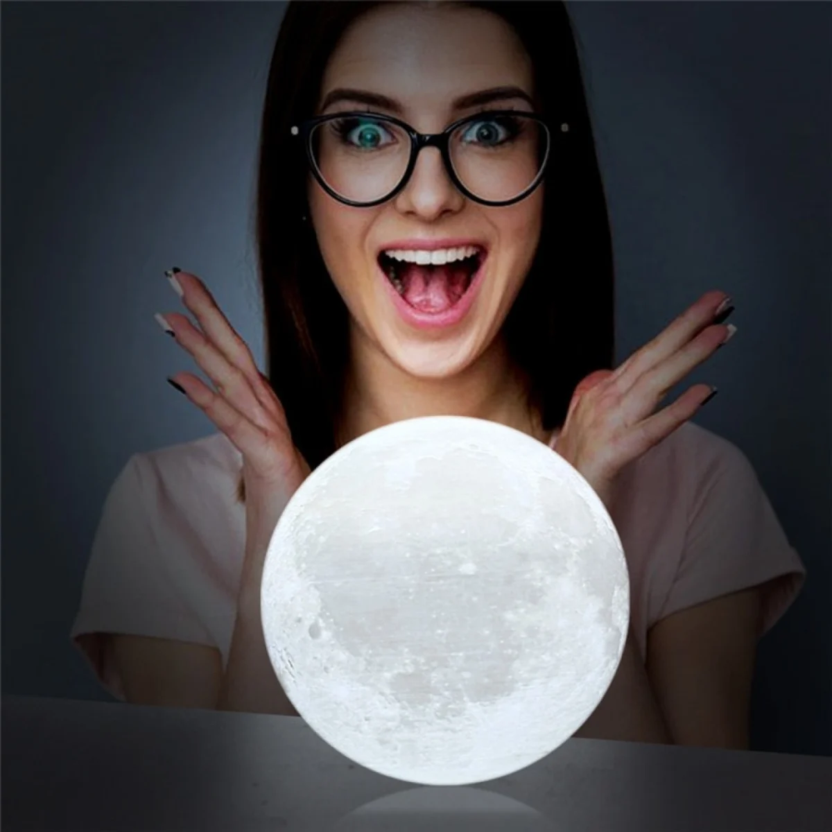 Ανάγλυφο Φωτιστικό Αφής 3D Φεγγάρι Moon Light LED Επαναφορτιζόμενο 15cm με 3 Αποχρώσεις