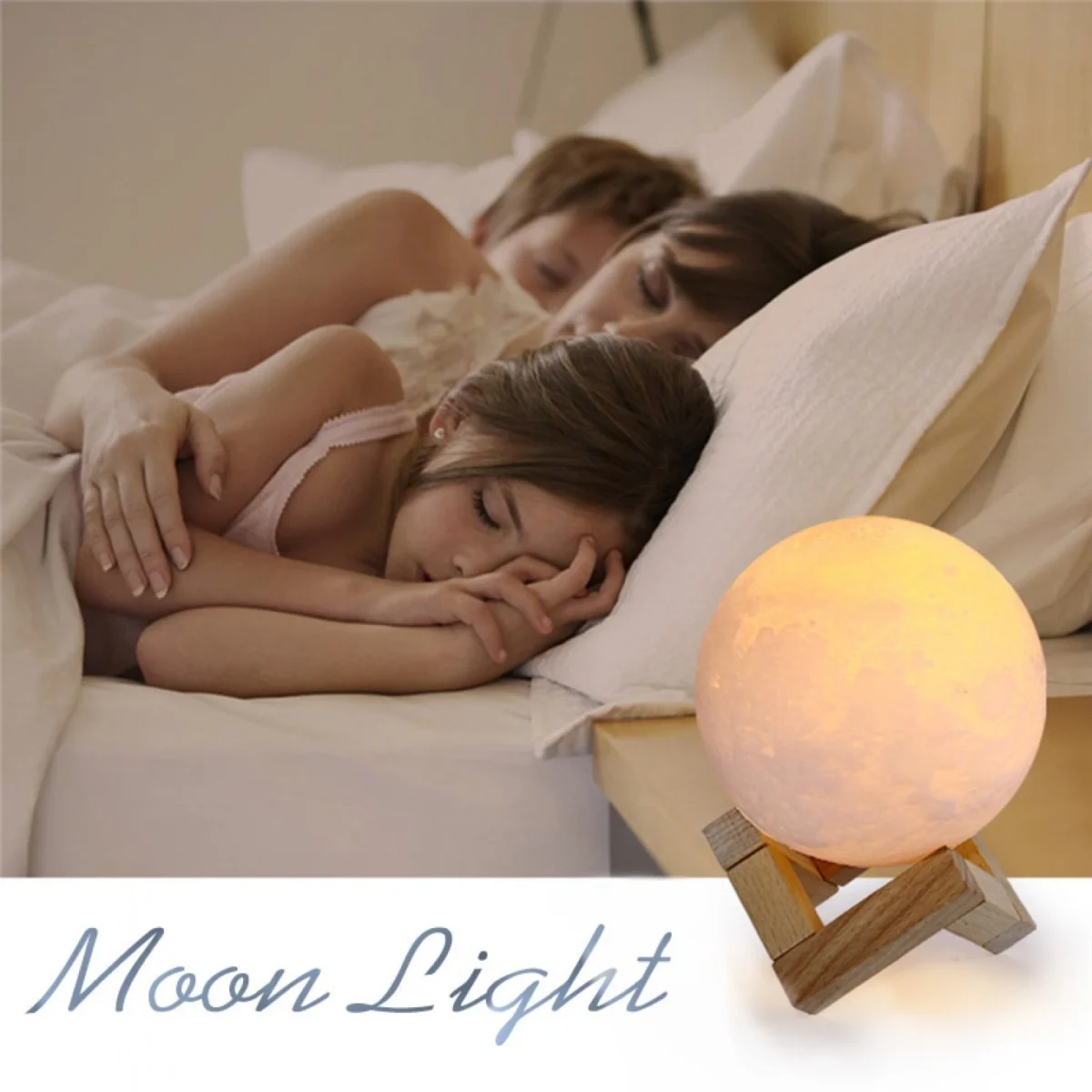 Ανάγλυφο Φωτιστικό Αφής 3D Φεγγάρι Moon Light LED Επαναφορτιζόμενο 15cm με 3 Αποχρώσεις