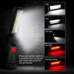 Διπλός LED Περιστρεφόμενος Φακός - Φωτιστικό 500Lm Εργασίας 360ᵒ με Μαγνήτη & Γάντζο - Heavy Duty Work Light (Κόκκινο)