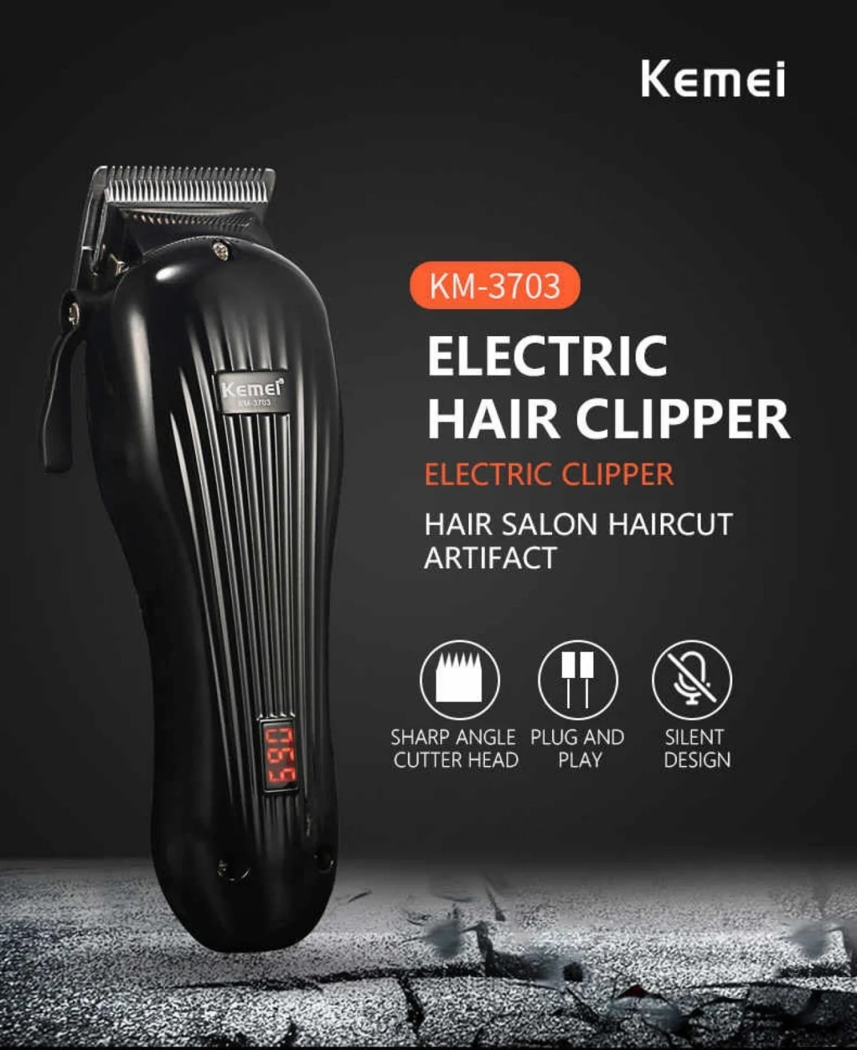 Επαναφορτιζόμενη και Ρυθμιζόμενη Αδιάβροχη Κουρευτική Μηχανή KEMEI