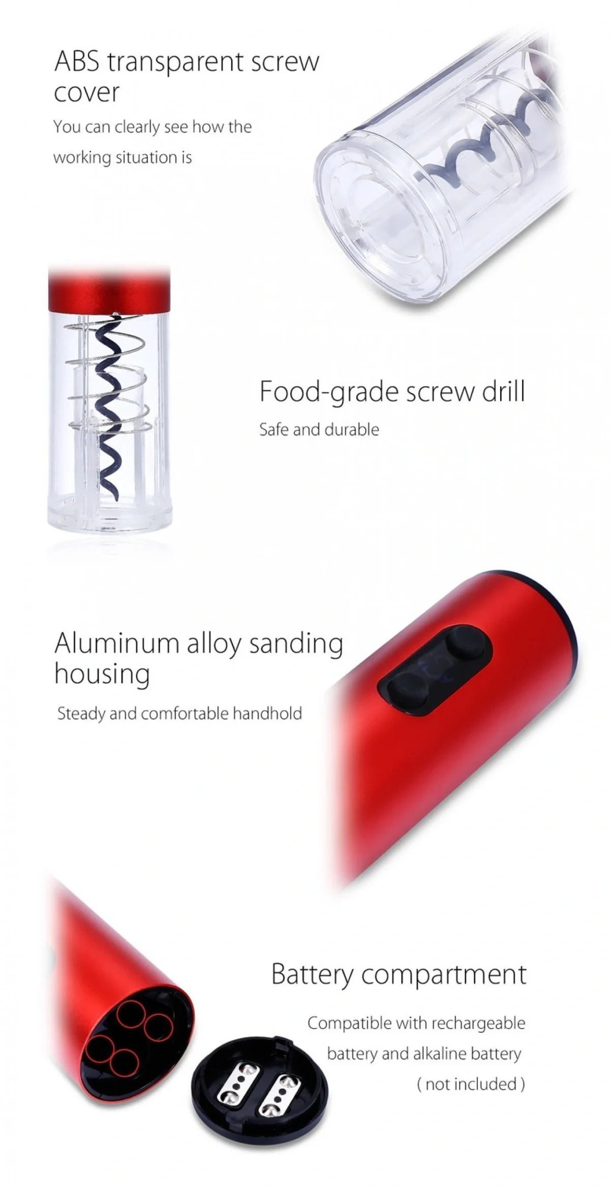 Ηλεκτρικό Ανοιχτήρι Κρασιού - Τιρμπουσόν Electric Wine Opener (ΜΠΛΕ)