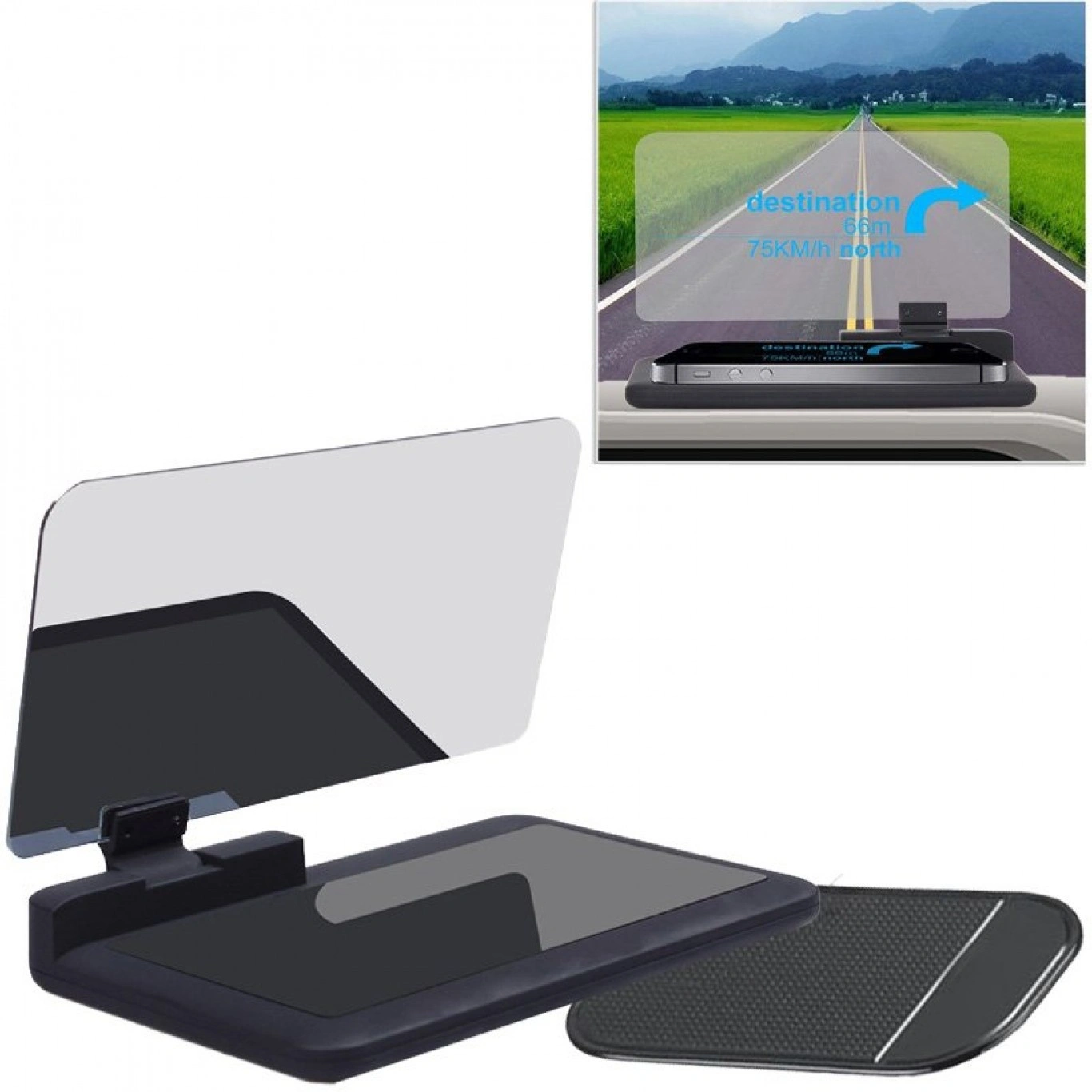Βάση Κινητού με Οθόνη Αντανάκλασης - Καθρέπτη Αυτοκινήτου Αντιολισθητική HUD Head Up Display Βάση Κινητού με Οθόνη Αντανάκλασης - Καθρέπτη Αυτοκινήτου Αντιολισθητική HUD Head Up Display