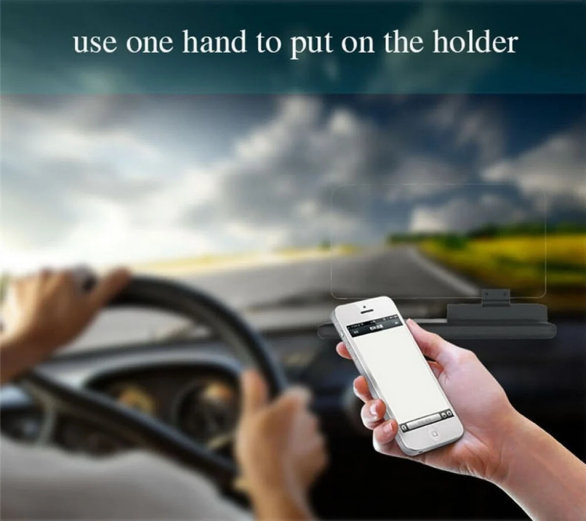 Βάση Κινητού με Οθόνη Αντανάκλασης - Καθρέπτη Αυτοκινήτου Αντιολισθητική HUD Head Up Display