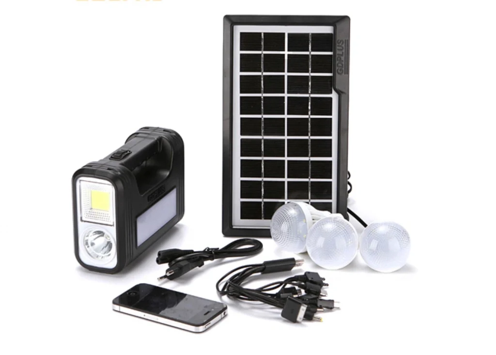 Ηλιακό Σύστημα Τριπλού Φωτισμού & Φόρτισης Με Panel 3,5w, Μπαταρία, Φακό & 3 Λάμπες