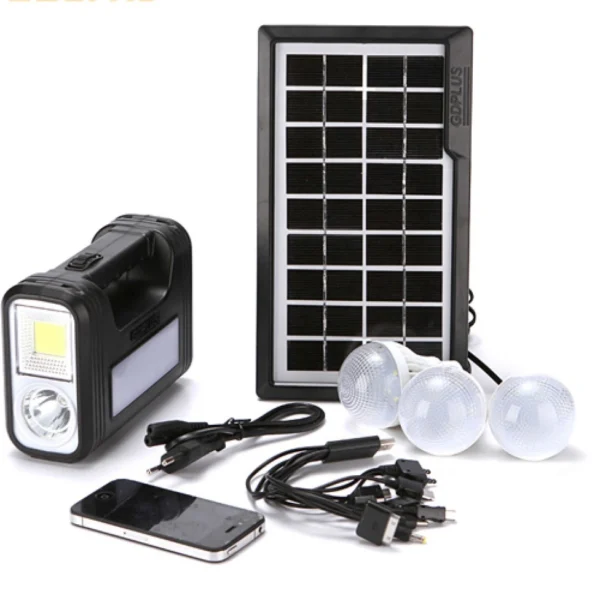 Ηλιακό Σύστημα Τριπλού Φωτισμού & Φόρτισης Με Panel 3,5w, Μπαταρία, Φακό & 3 Λάμπες