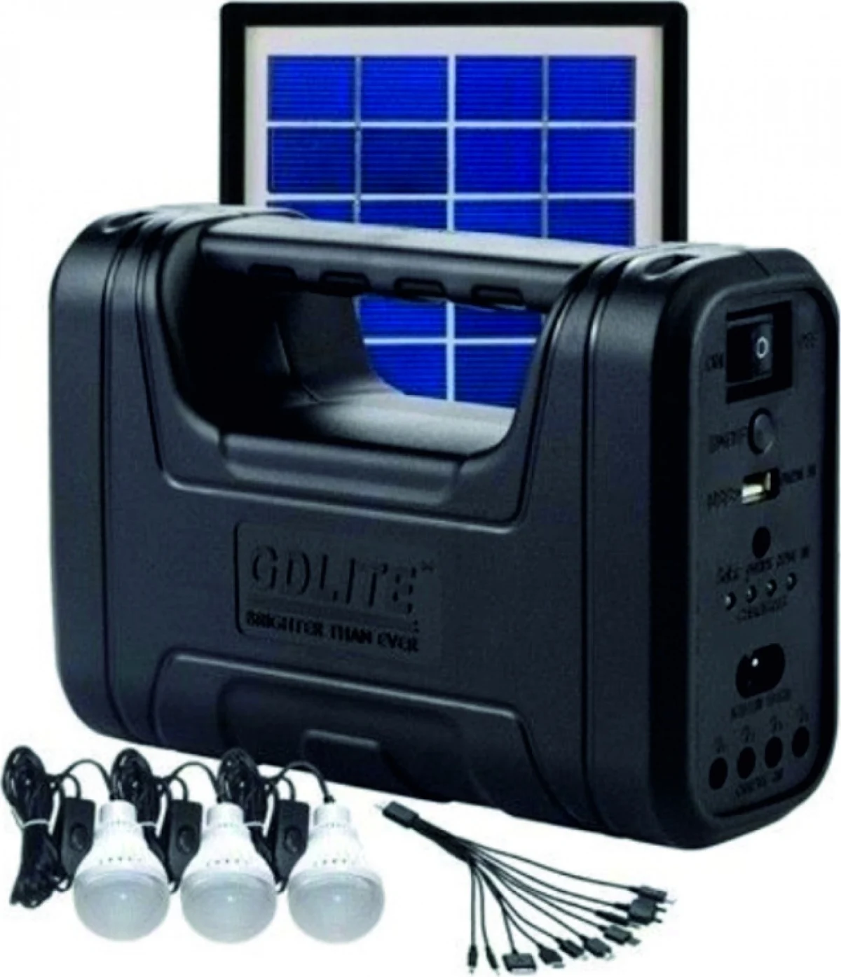 Ηλιακό Σύστημα Τριπλού Φωτισμού & Φόρτισης Με Panel 3,5w, Μπαταρία, Φακό & 3 Λάμπες