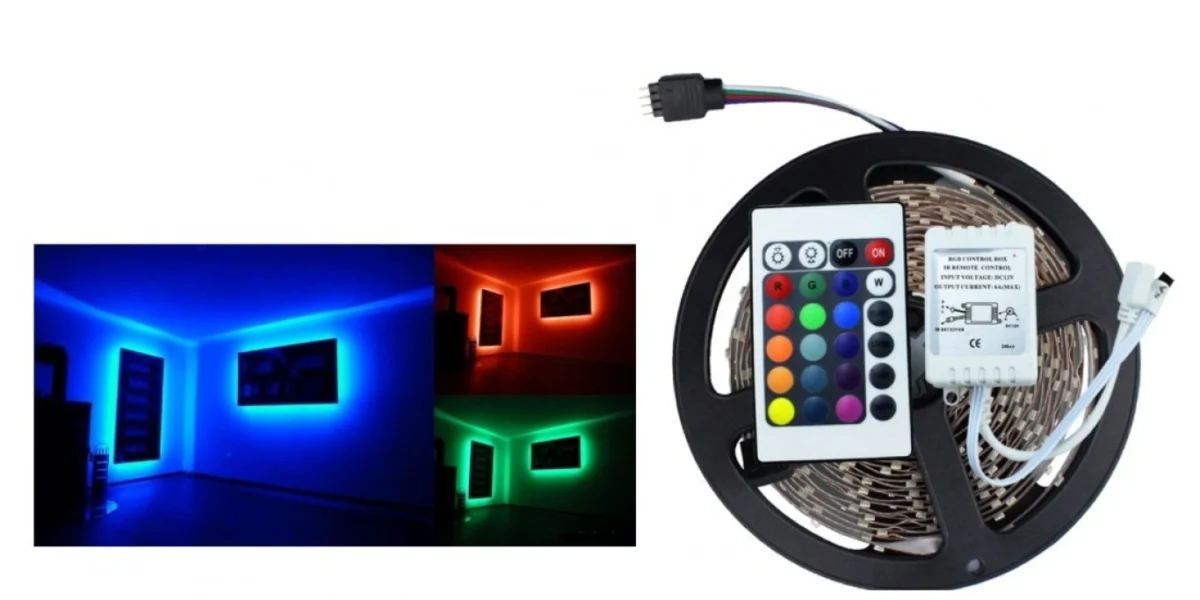 Εύκαμπτη Αδιάβροχη Ταινία LED 5 Μέτρων RGB με Τηλεχειριστήριο 54SMD 4,8W/m