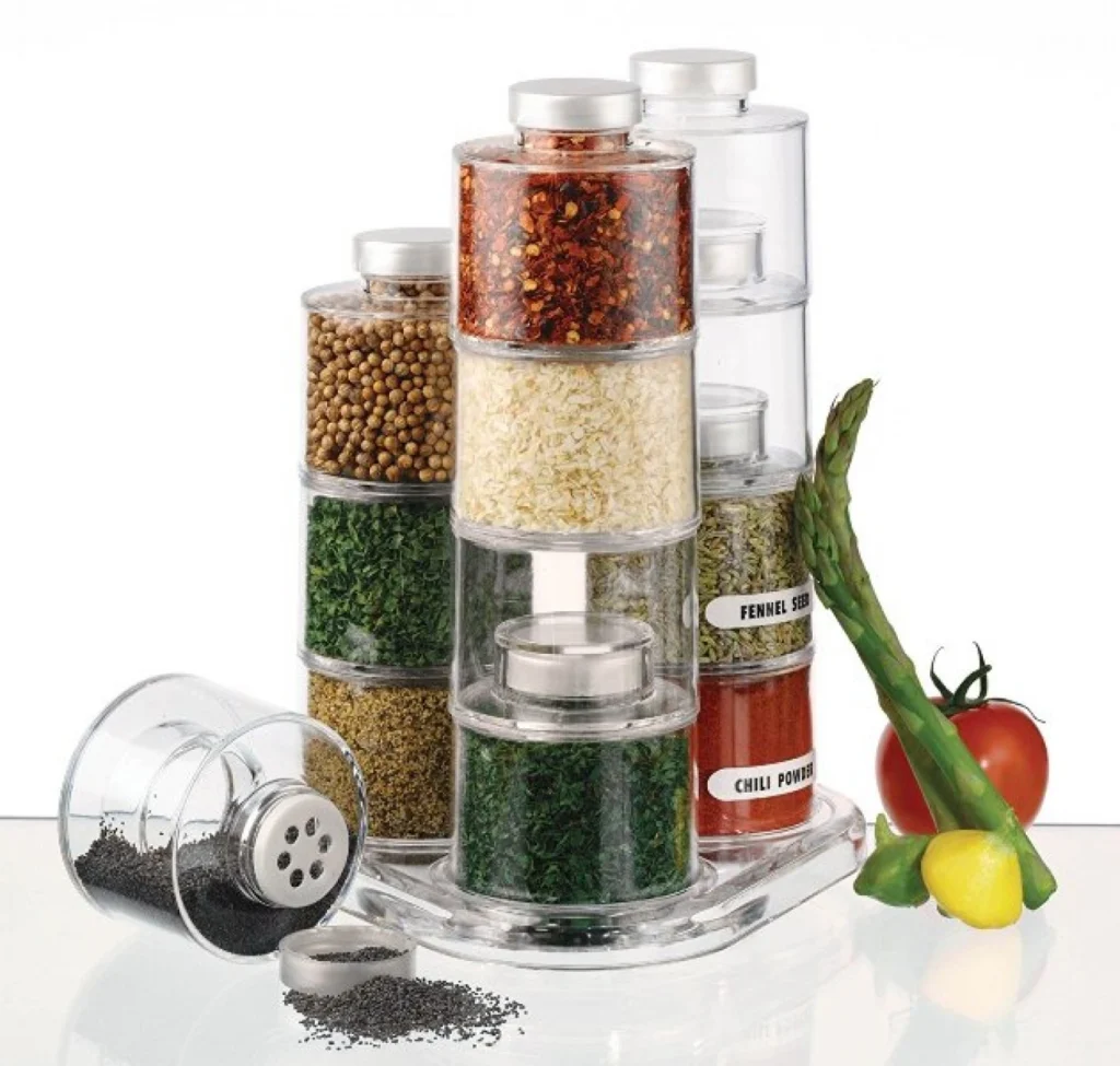 Διάφανα Βαζάκια Μπαχαρικών σε Σχήμα Πύργου - Spice Tower Carousel Jar