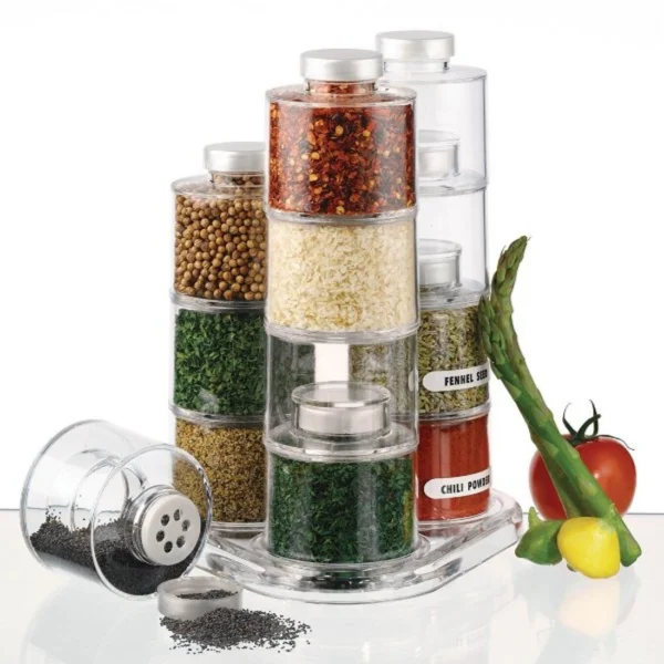 Διάφανα Βαζάκια Μπαχαρικών σε Σχήμα Πύργου - Spice Tower Carousel Jar