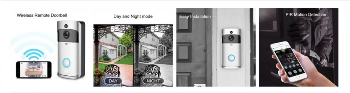Ασύρματο Κουδούνι Πόρτας WiFI με Κάμερα Full HD Video - Δικτυακό Doorbell Two-way Audio EKN-V5-SL