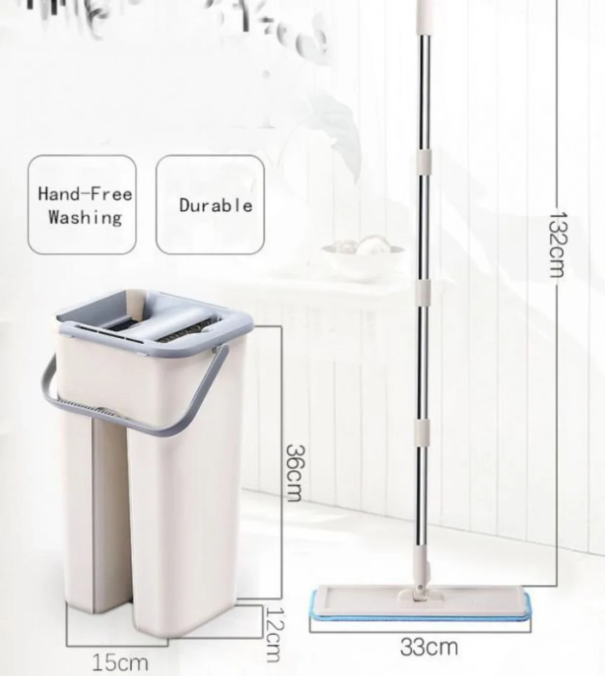 Διπλή Σφουγγαρίστρα & Παρκετέζα με Μικροϊνες (Γαλάζιο/Καφέ) - Cleaner Pro