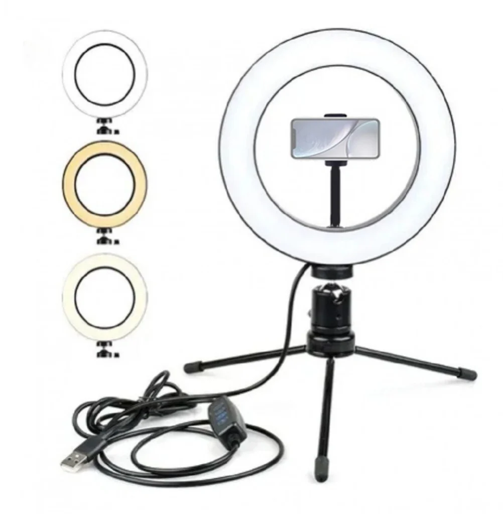 Φωτογραφικό Φωτιστικό Δαχτυλίδι Ring Lamp Light LED USB 26cm με 3 Χρώματα Φωτισμού