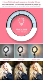 Φωτογραφικό Φωτιστικό Δαχτυλίδι Ring Lamp Light LED USB 26cm με 3 Χρώματα Φωτισμού
