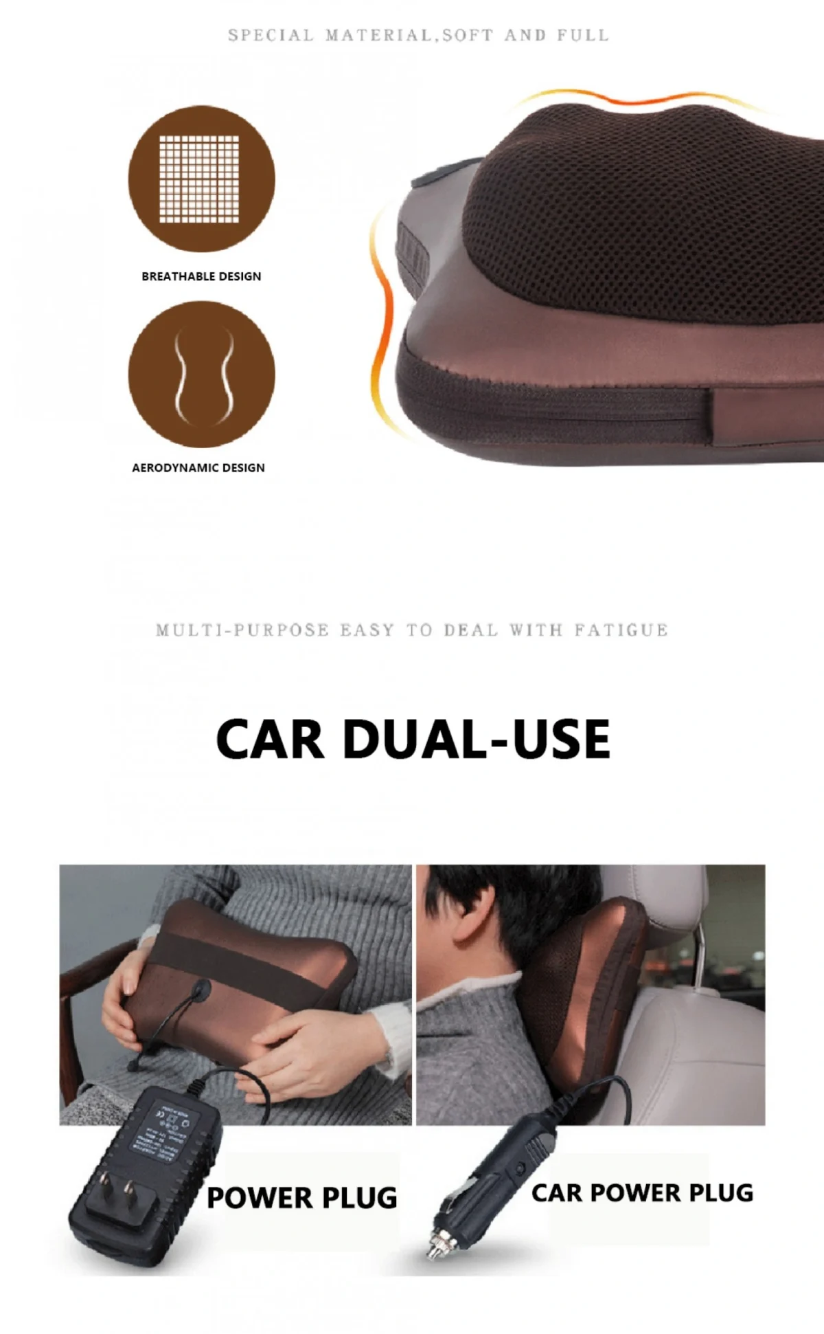 Ηλεκτρικό Μαξιλάρι Μασάζ Shiatsu Αυχένα, Κεφαλιού, Ποδιών & Σώματος για Σπίτι & Αυτοκίνητο - Massage Cushion