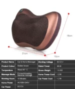 Ηλεκτρικό Μαξιλάρι Μασάζ Shiatsu Αυχένα, Κεφαλιού, Ποδιών & Σώματος για Σπίτι & Αυτοκίνητο - Massage Cushion