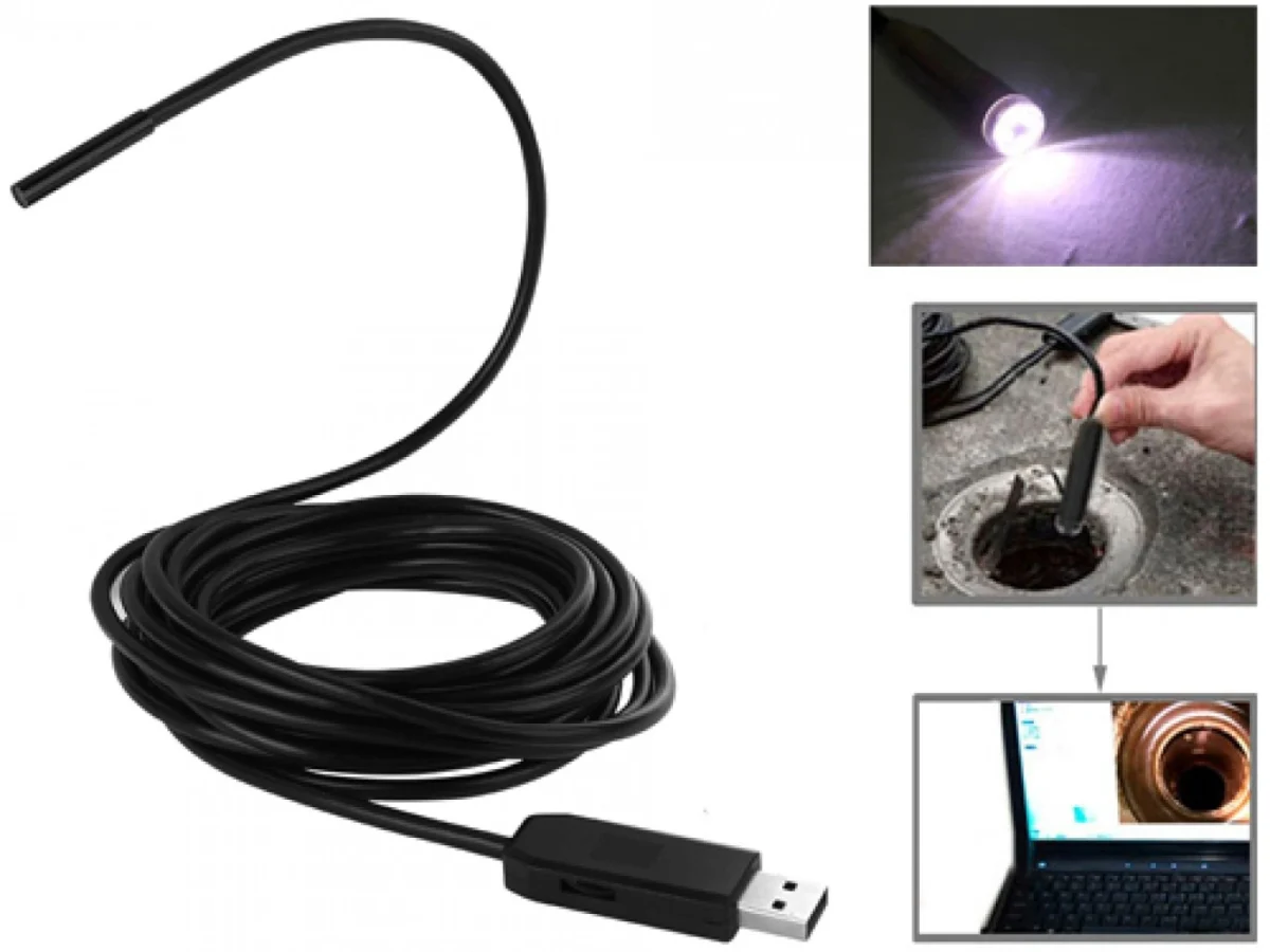 Ενδοσκοπική Αδιάβροχη Κάμερα USB Μικροσκόπιο 10m με Φωτισμό 6x LED