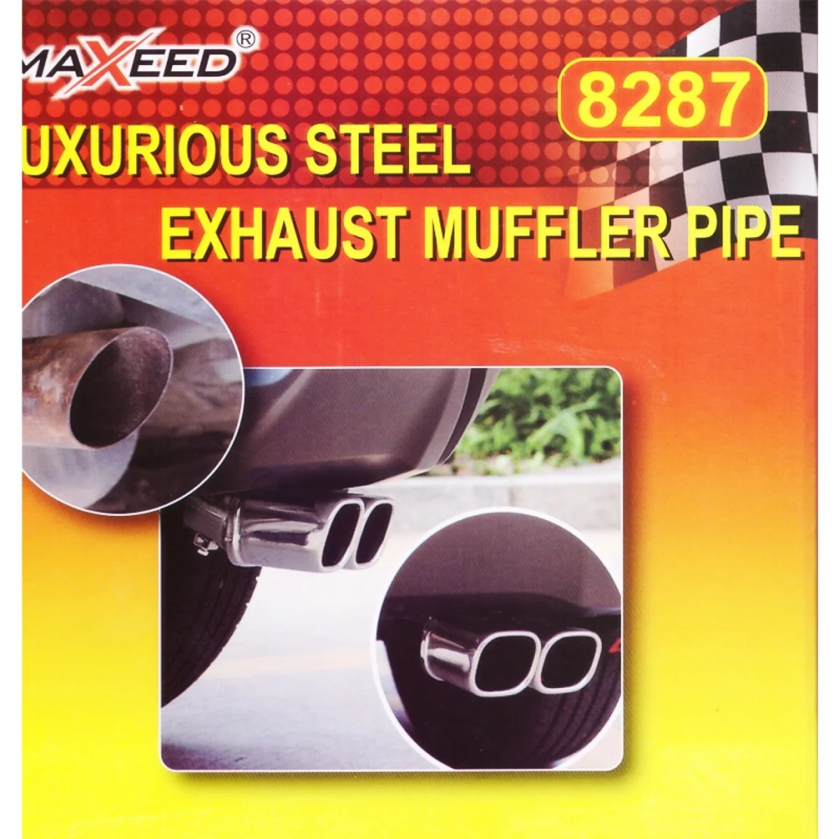 Διακοσμητικό Άκρο - Διπλή Τετράγωνη Μπούκα Εξάτμισης 60mm - Exhaust Muffle Maxeed 26145