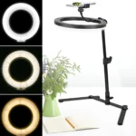 Φωτογραφικό Ring Light LED USB 26cm Φωτιστικό Δαχτυλίδι με 3 Χρώματα Φωτισμού, Dimmer, Stand & Βάση για Κινητό - Photo Lamp