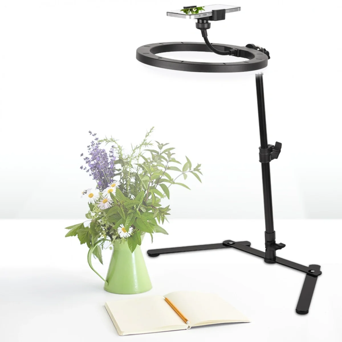 Φωτογραφικό Ring Light LED USB 26cm Φωτιστικό Δαχτυλίδι με 3 Χρώματα Φωτισμού, Dimmer, Stand & Βάση για Κινητό - Photo Lamp