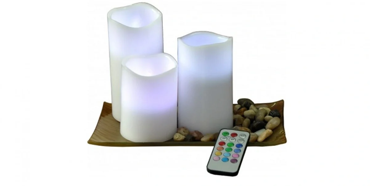 LED Φωτιζόμενα Κεριά - Σετ 3τμχ με Τηλεχειριστήριο