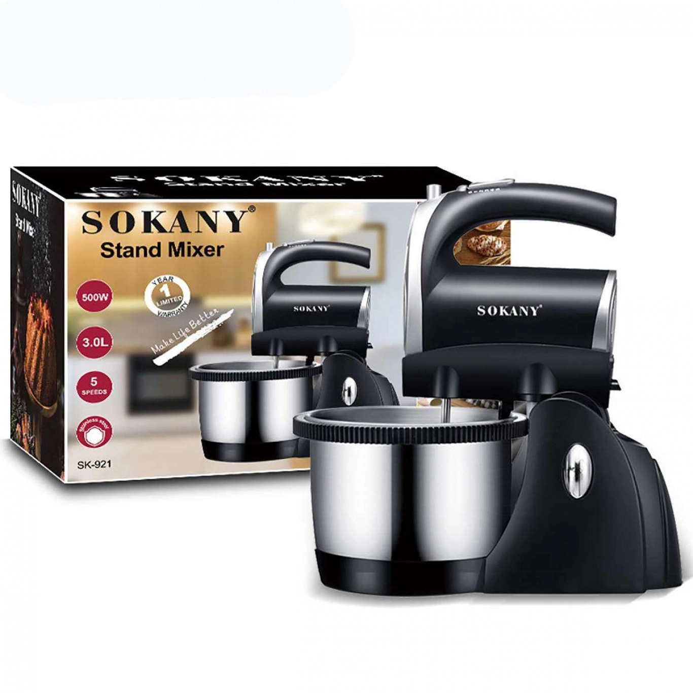 Μίξερ Χειρός 500W με κάδο SOKANY SK-921 Μίξερ Χειρός 500W με κάδο SOKANY SK-921