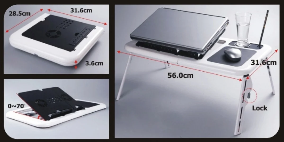 Φορητό, Aναδιπλούμενο Τραπεζάκι για Laptop με 2 Ανεμιστηράκια