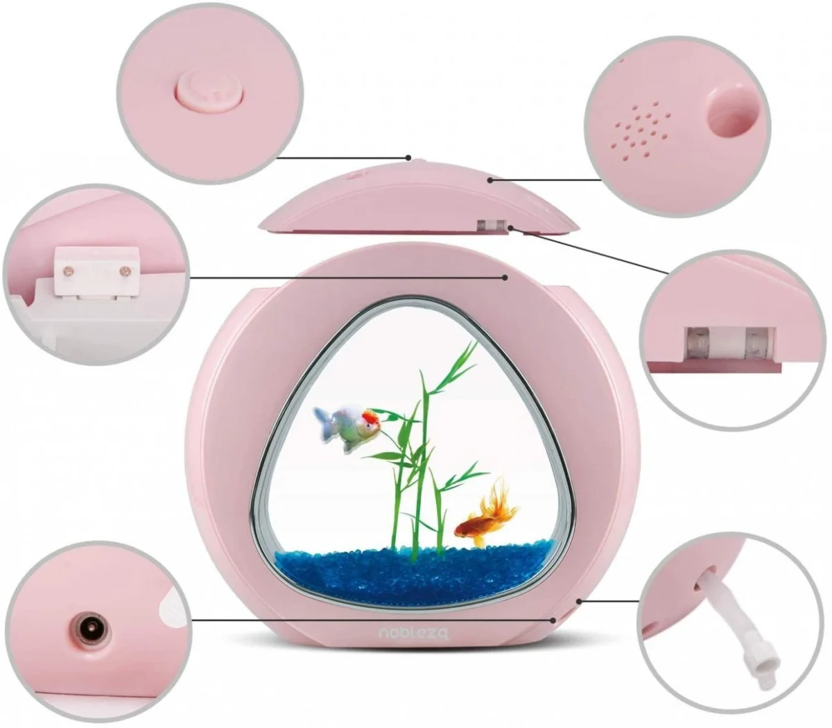 Mini Ενυδρείο - Δύο όψεων με Φωτισμό LED, Αντλία Νερού και Φίλτρο, Nobleza Λευκό 30026