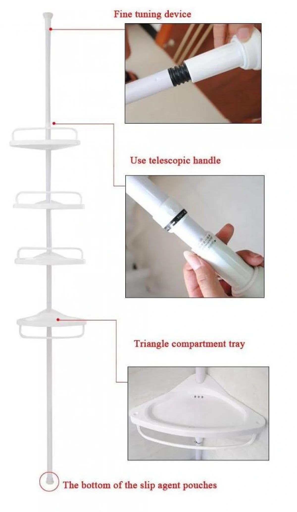 Ραφιέρα Μπάνιου Γωνιακή με 4 Ράφια HOME RESIDE SQ-1908