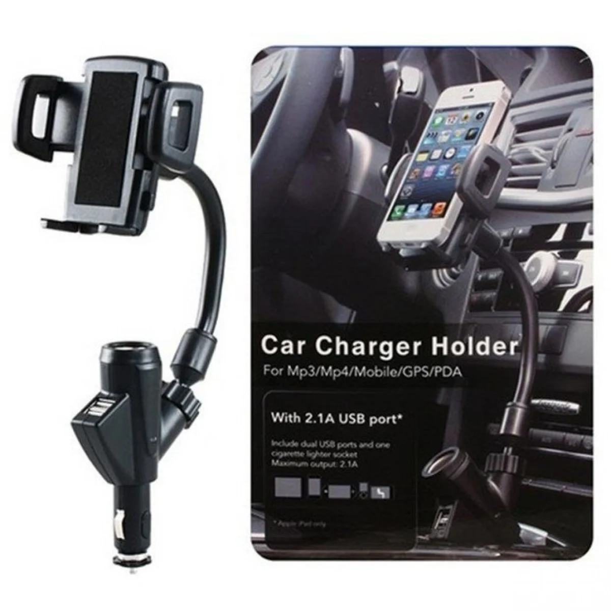 Βάση Κινητού Τηλεφώνου για Αναπτήρα Αυτοκινήτου & Διπλός Φορτιστής