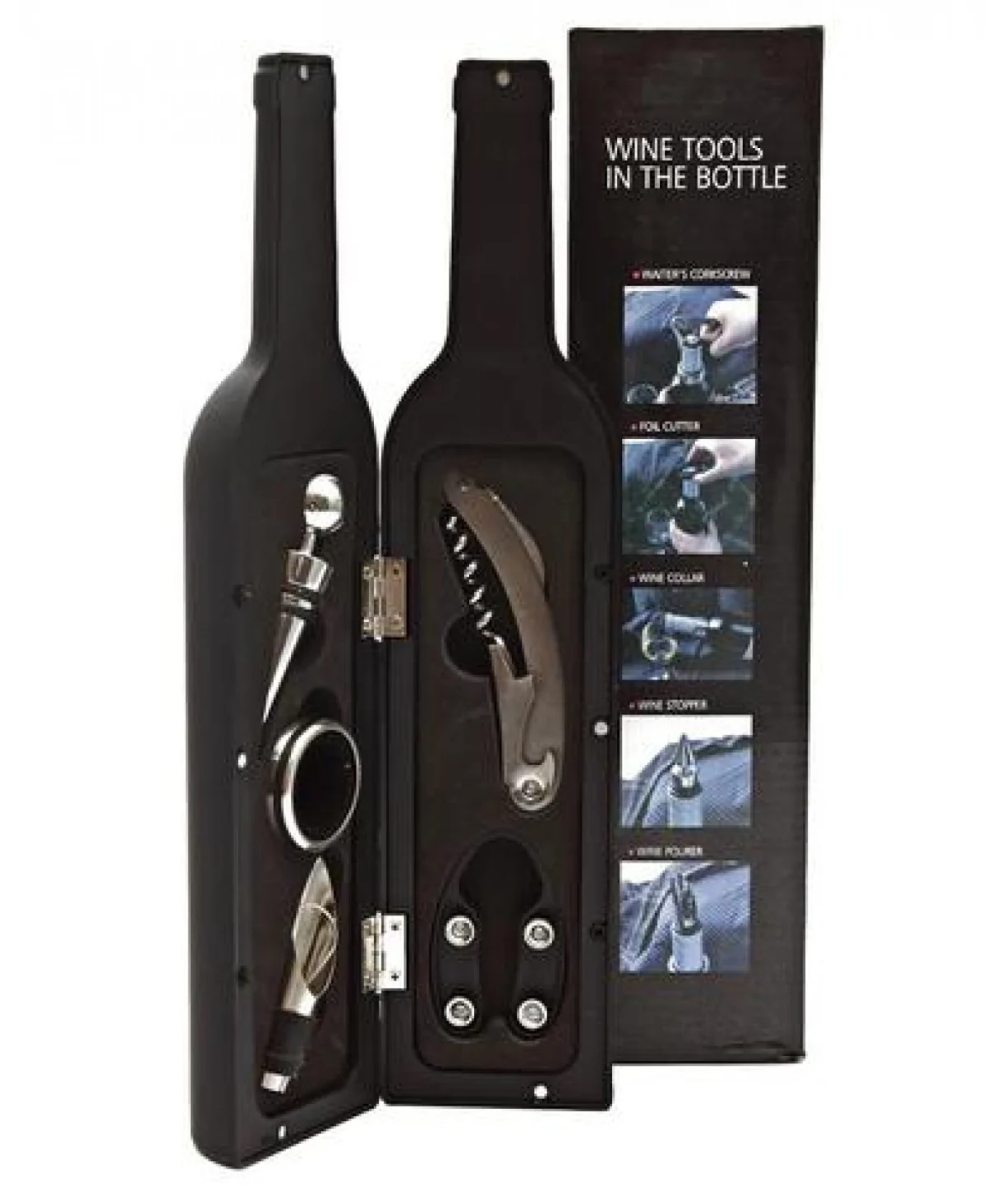 Σετ Αξεσουάρ Κρασιού σε Θήκη με Σχήμα Μπουκάλι Κρασιού