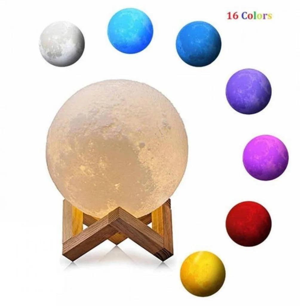 Ανάγλυφο Πολύχρωμο Φωτιστικό Αφής Φεγγάρι 3D RGB Moon Light LED 18cm με 16 Αποχρώσεις - Επαναφορτιζόμενο με 4 Προγράμματα