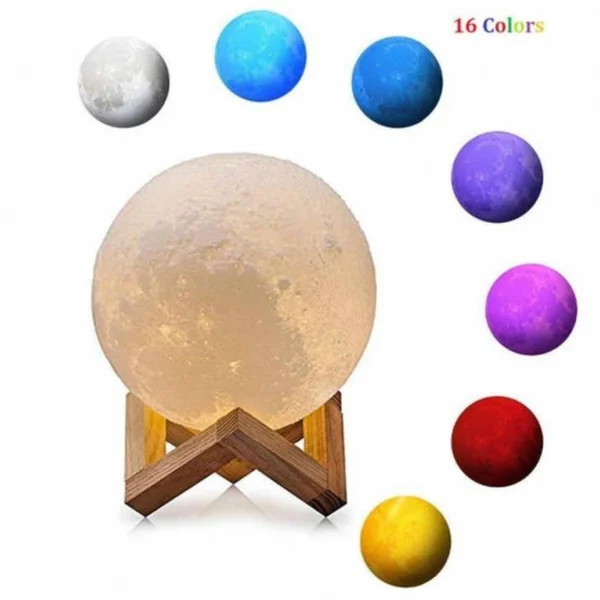 Ανάγλυφο Πολύχρωμο Φωτιστικό Αφής Φεγγάρι 3D RGB Moon Light LED 18cm με 16 Αποχρώσεις - Επαναφορτιζόμενο με 4 Προγράμματα