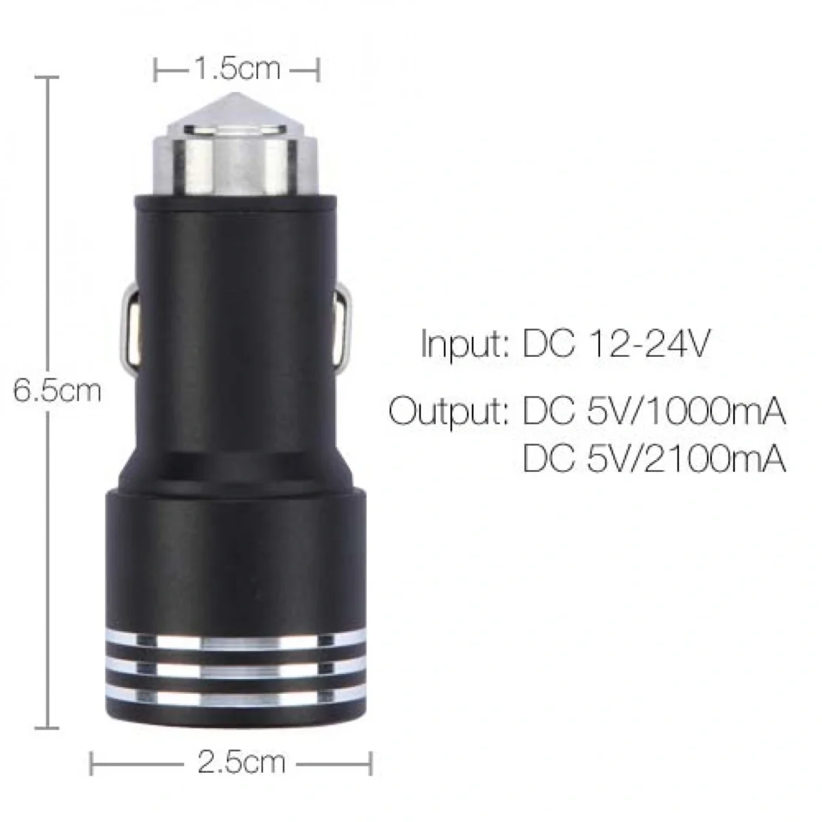 Φορτιστής Αυτοκινήτου 3.1Α με 2x Θύρες USB και Θραύστης Κρυστάλλων