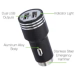 Φορτιστής Αυτοκινήτου 3.1Α με 2x Θύρες USB και Θραύστης Κρυστάλλων