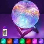 Galaxy |Moon Light USB Φωτιστικό Γαλαξίας - Αφής 15εκ RGB LED 16 Χρωμάτων με Ξύλινη Βάση & Χειριστήριο