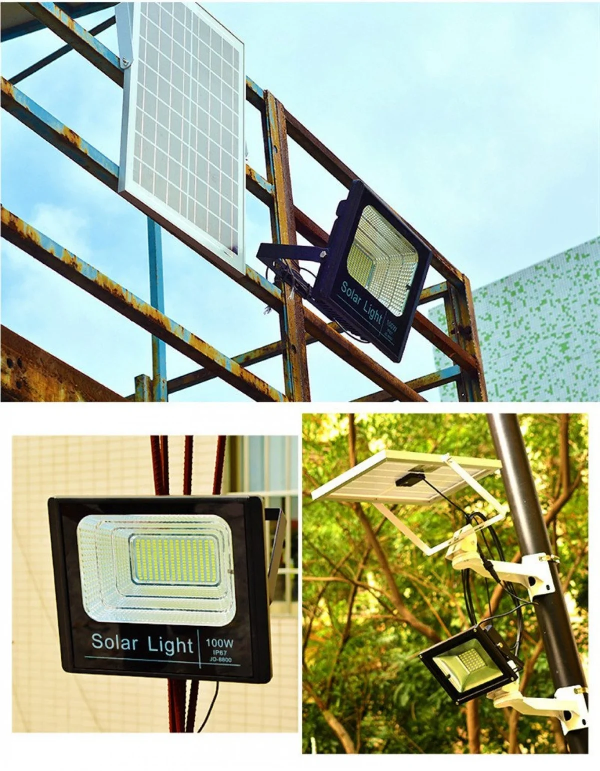 Αδιάβροχος Ηλιακός Προβολέας 60W με Φωτοβολταϊκό Πάνελ, Τηλεκοντρόλ και Χρονοδιακόπτη