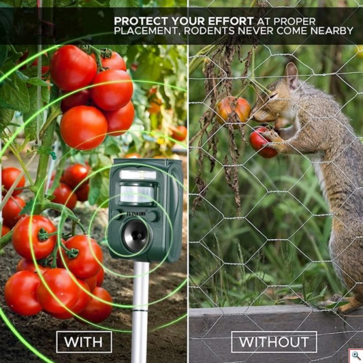 Ηλιακό Απωθητικό 5 Προγραμμάτων Ζώων, Τρωκτικών, Αλεπούδων, Πουλιών με Αισθητήρα Κίνησης