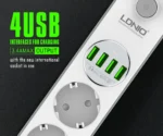 Πολύπριζο Ασφαλείας 3 Θέσεων με 6 Θύρες USB 3.4A LDNIO®