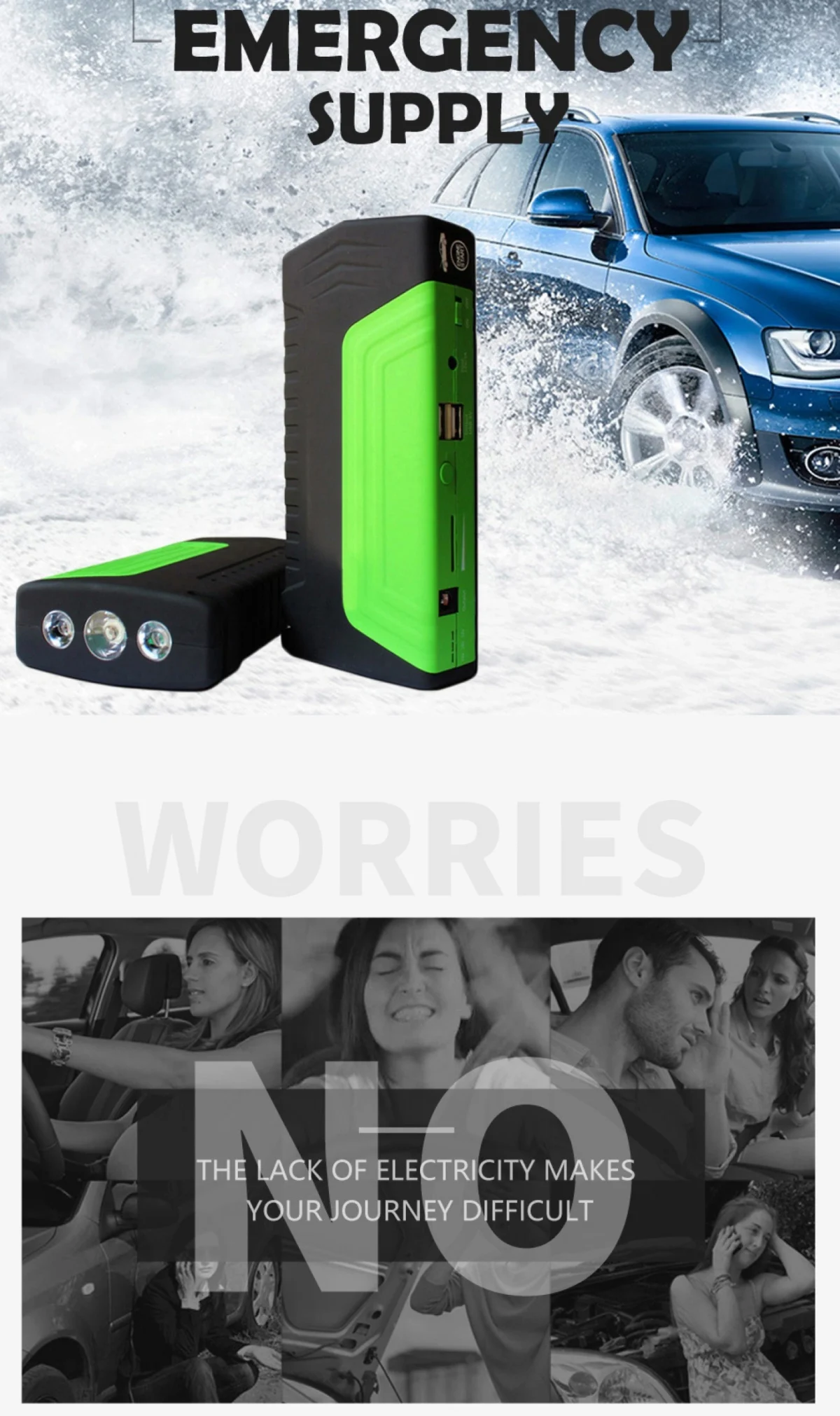 Εκκινητής Μπαταρίας Αυτοκινήτου & Power Bank 5V USB ,12,16,19V με Φακό LED, Κόφτη Ζώνης, Ακίδα Θραύσης Τζαμιού - Jump Starter