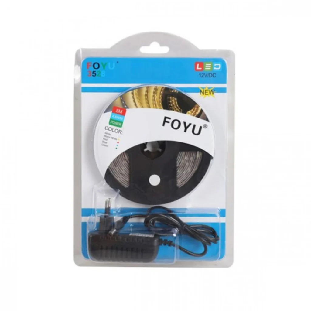 Εύκαμπτη Αδιάβροχη Ταινία LED 5 Μέτρων Λευκό Ψυχρό FOYU 3528 με Τηλεχειριστήριο 54SMD 4,8W/m