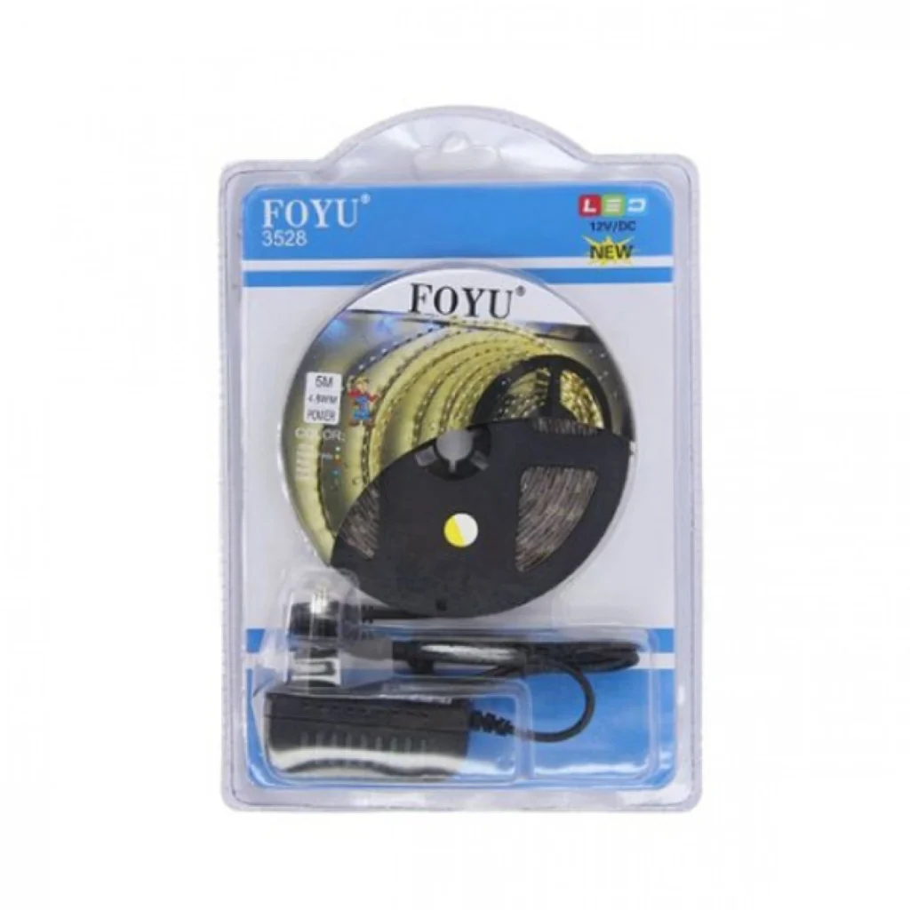 Εύκαμπτη Αδιάβροχη Ταινία LED 5 Μέτρων Λευκό Θερμό FOYU 3528 με Τηλεχειριστήριο 54SMD 4,8W/m