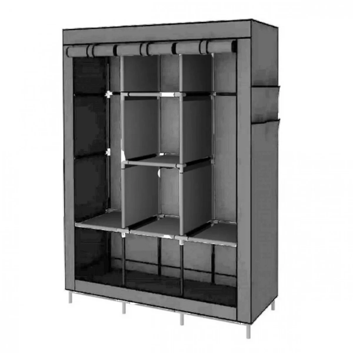 Τριπλή Υφασμάτινη Ντουλάπα 88130 με Μεταλλικό Σκελετό 130x45x175