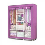 Τριπλή Υφασμάτινη Ντουλάπα 88130 με Μεταλλικό Σκελετό 130x45x175