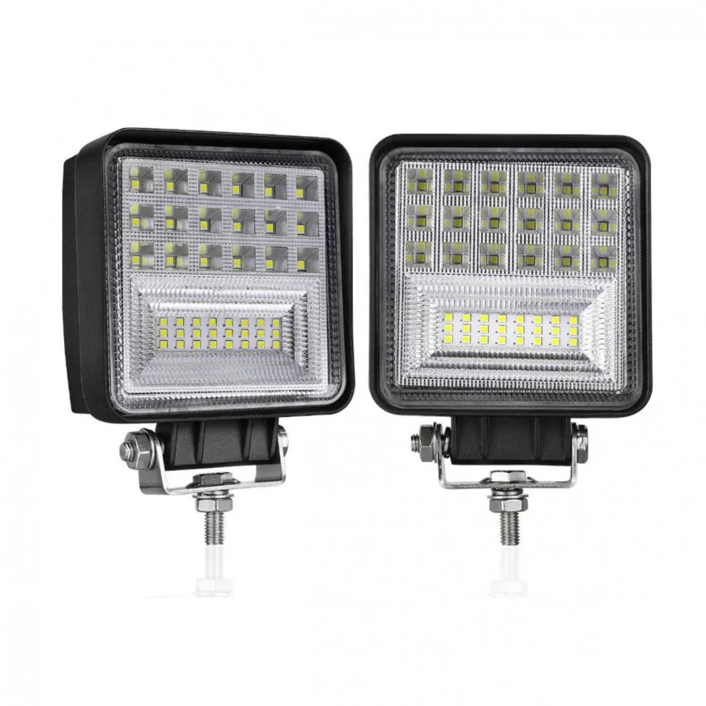 Αδιάβροχος Προβολέας Αυτοκινήτου 2 τεμάχια Με 2 Τύπου LED Διάχυτου + Μακρινού Φωτισμού Spot + Flash 42SMD 6000K 42w 9-30V