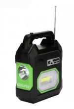 Ηλιακό Σύστημα Ήχου, Φωτισμού & Φόρτισης με Φακό 1000LM & Φωτιστικό, Ηχοσύστημα Mp3/USB/SD/FM Player, Panel 3W, Μπαταρία & 3 Λάμπες LED